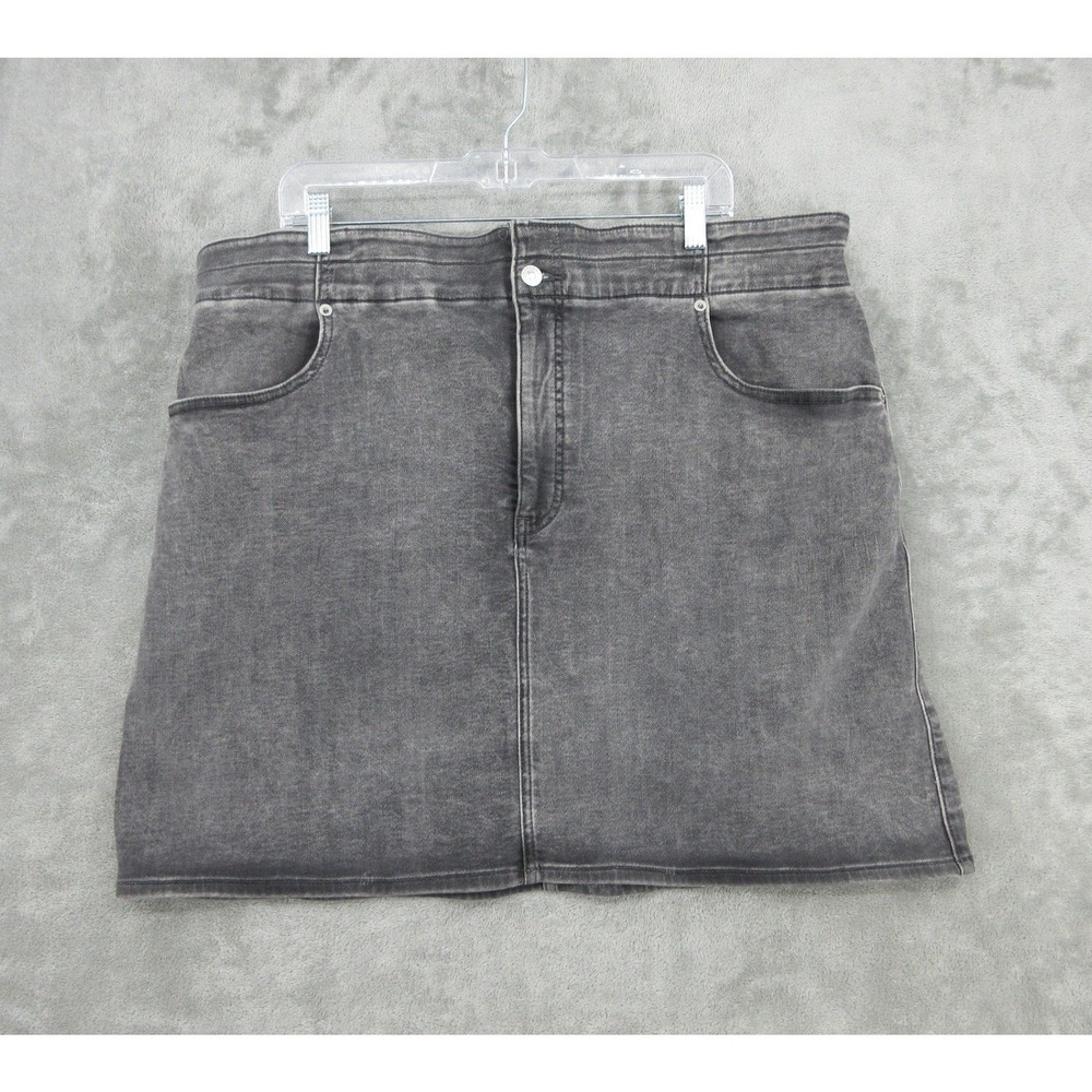 Express Skirt Womens XL Denim Mini High Waist Acid Wash‎ Stretch Denim Pockets